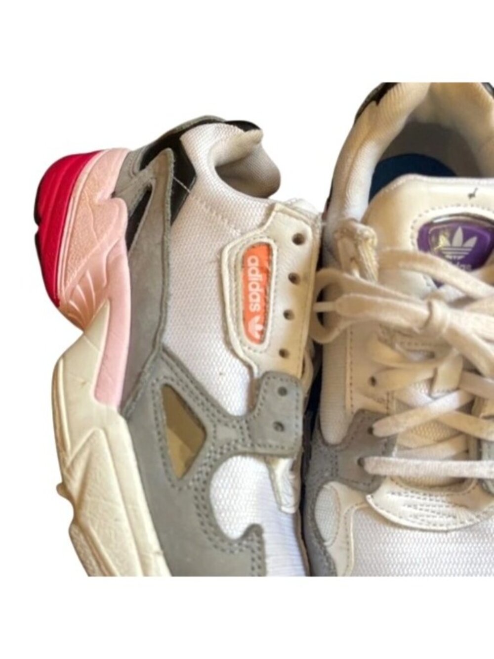 Adidas Originals Falcon White Grey Pink Chunky Sneakers CG6214 Women's Size 5 - Picture 2 of 16